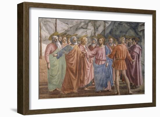 Tribute Money, 1425-27-Masaccio-Framed Art Print