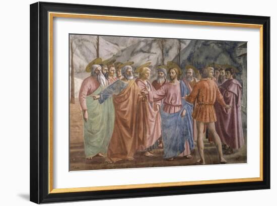 Tribute Money, 1425-27-Masaccio-Framed Art Print
