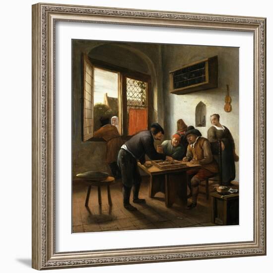 Tric Trac Players in an Interior-Jan Havicksz Steen-Framed Giclee Print