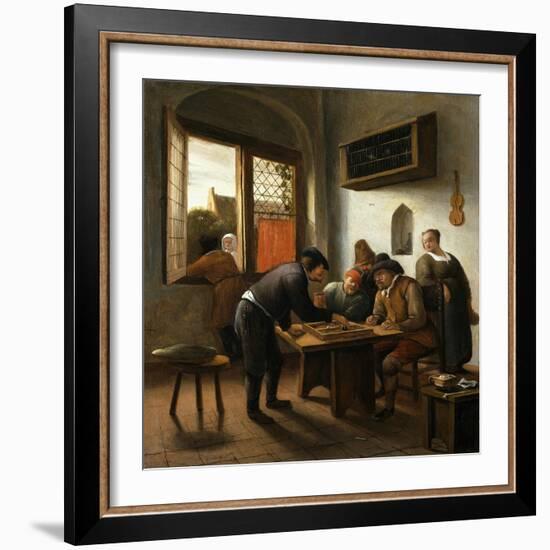 Tric Trac Players in an Interior-Jan Havicksz Steen-Framed Giclee Print