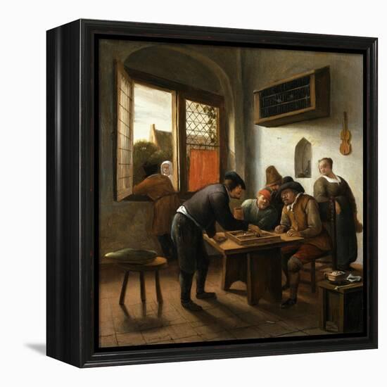 Tric Trac Players in an Interior-Jan Havicksz Steen-Framed Premier Image Canvas
