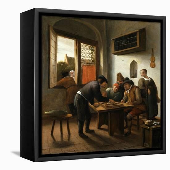 Tric Trac Players in an Interior-Jan Havicksz Steen-Framed Premier Image Canvas