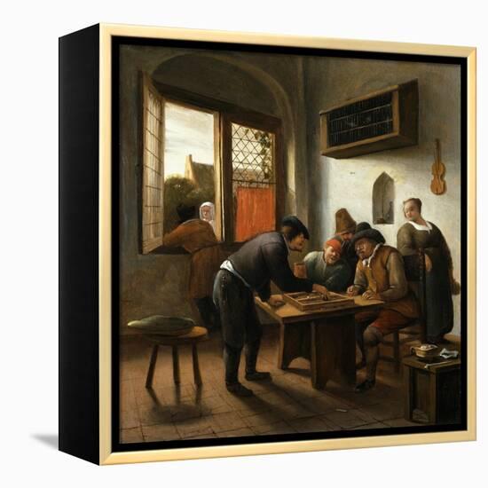 Tric Trac Players in an Interior-Jan Havicksz Steen-Framed Premier Image Canvas