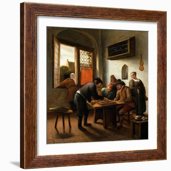 Tric Trac Spieler in einem Interieur-Jan Steen-Framed Giclee Print