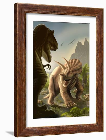 Triceratops Dinosaur-Lantern Press-Framed Art Print