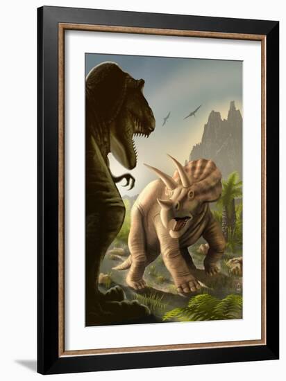 Triceratops Dinosaur-Lantern Press-Framed Art Print