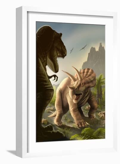 Triceratops Dinosaur-Lantern Press-Framed Art Print