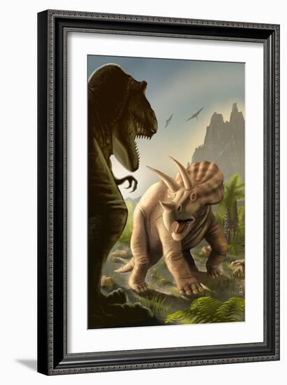 Triceratops Dinosaur-Lantern Press-Framed Art Print