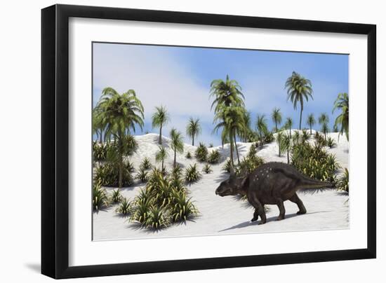 Triceratops in a Tropical Setting-null-Framed Art Print