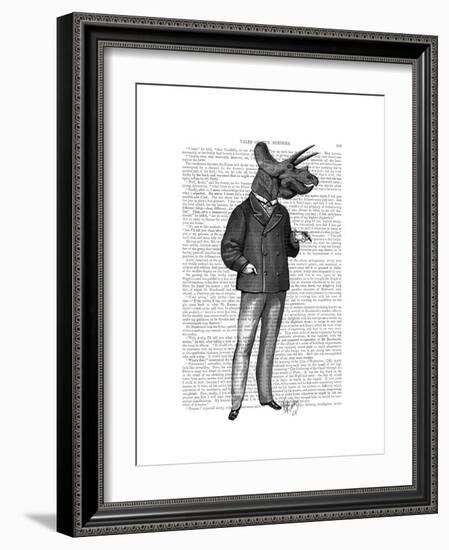 Triceratops Man 1 Dinosaur-Fab Funky-Framed Premium Giclee Print