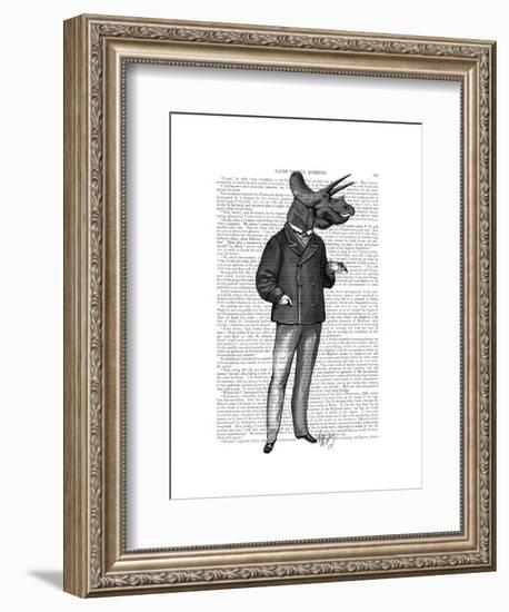 Triceratops Man 1 Dinosaur-Fab Funky-Framed Art Print