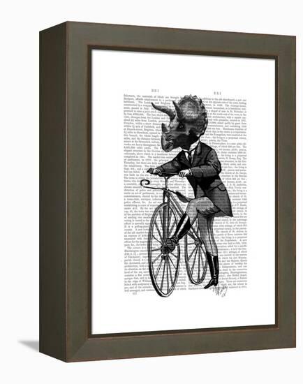 Triceratops Man on Bike Dinosaur-Fab Funky-Framed Stretched Canvas