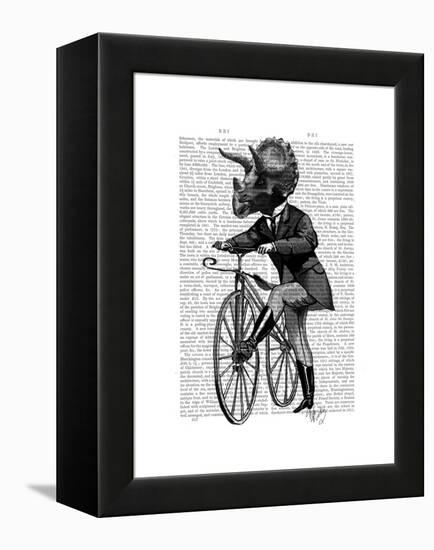 Triceratops Man on Bike Dinosaur-Fab Funky-Framed Stretched Canvas