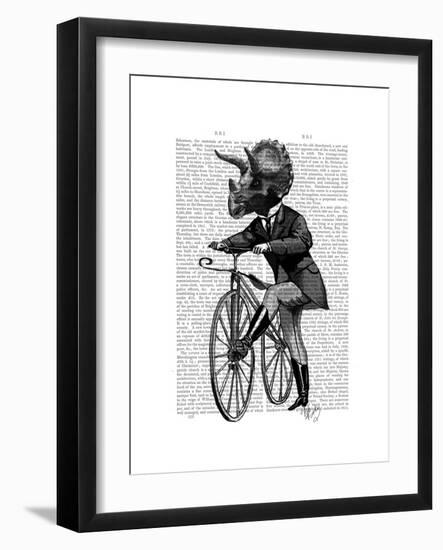 Triceratops Man on Bike Dinosaur-Fab Funky-Framed Premium Giclee Print