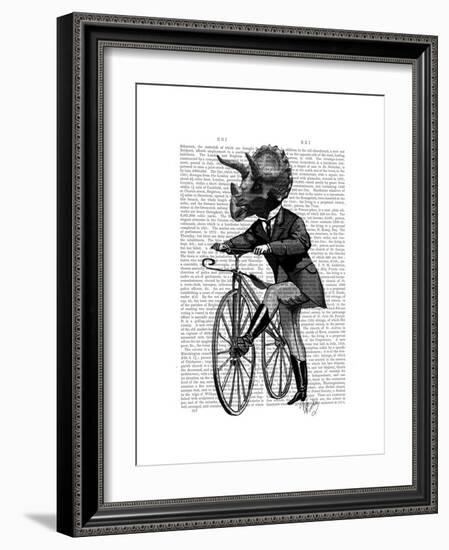 Triceratops Man on Bike Dinosaur-Fab Funky-Framed Premium Giclee Print