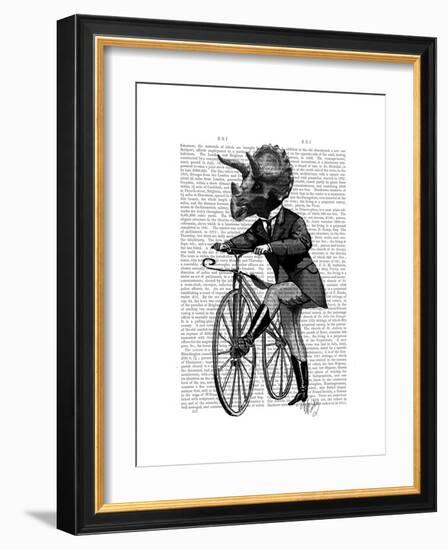 Triceratops Man on Bike Dinosaur-Fab Funky-Framed Premium Giclee Print