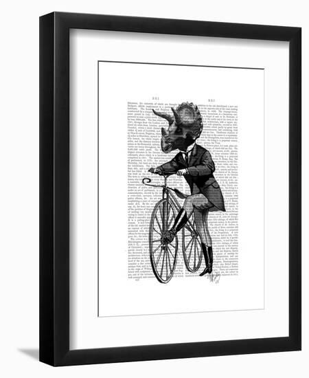 Triceratops Man on Bike Dinosaur-Fab Funky-Framed Art Print