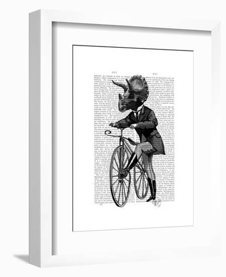 Triceratops Man on Bike Dinosaur-Fab Funky-Framed Art Print