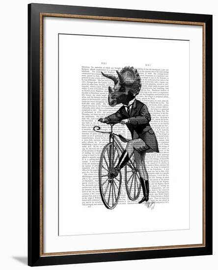 Triceratops Man on Bike Dinosaur-Fab Funky-Framed Art Print