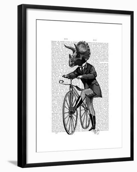 Triceratops Man on Bike Dinosaur-Fab Funky-Framed Art Print