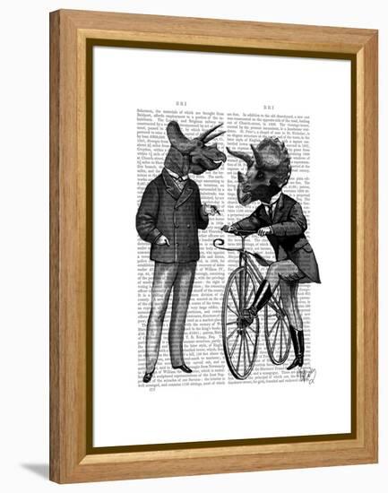 Triceratops Men What Kind of Mileage-Fab Funky-Framed Stretched Canvas