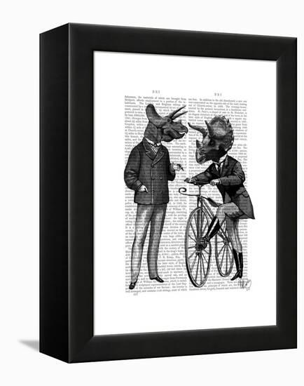 Triceratops Men What Kind of Mileage-Fab Funky-Framed Stretched Canvas