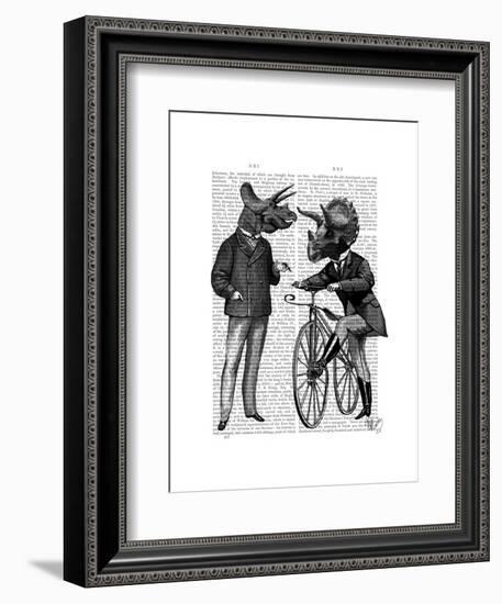 Triceratops Men What Kind of Mileage-Fab Funky-Framed Art Print