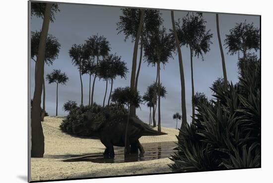 Triceratops Roaming in a Riverbed of a Prehistoric Environment-null-Mounted Art Print
