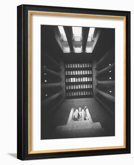 Trick Angle Shot of Lincoln Monument-Hank Walker-Framed Photographic Print