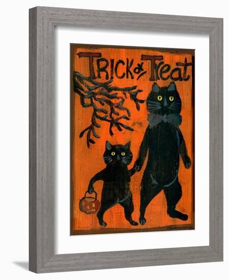 Trick or Treat Black Cats-sylvia pimental-Framed Art Print