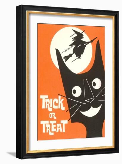 Trick or Treat, Cartoon Cat, Witch by Moon-null-Framed Premium Giclee Print