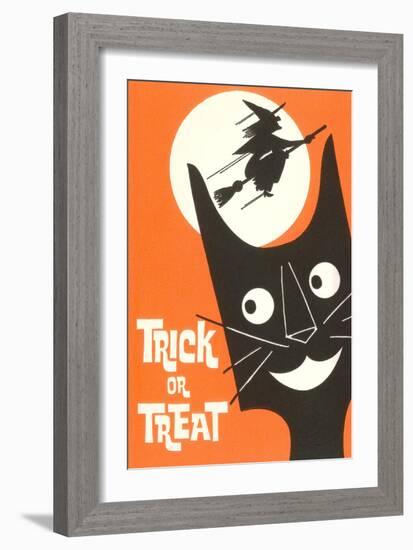 Trick or Treat, Cartoon Cat, Witch by Moon-null-Framed Art Print