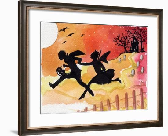 Trick or Treat Haunted House Halloween-sylvia pimental-Framed Art Print