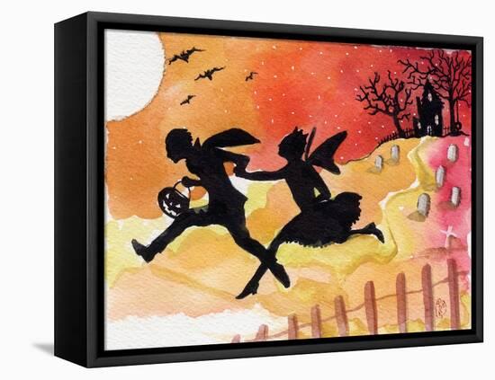 Trick or Treat Haunted House Halloween-sylvia pimental-Framed Stretched Canvas