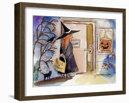 Trick or Treat Witch Jack O Lantern Halloween-sylvia pimental-Framed Art Print