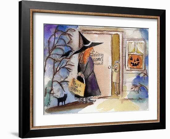 Trick or Treat Witch Jack O Lantern Halloween-sylvia pimental-Framed Art Print