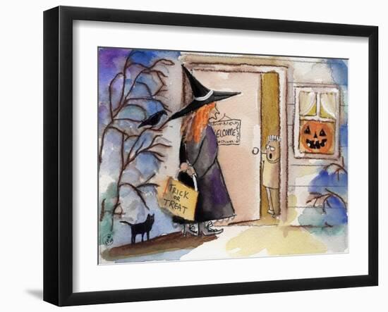 Trick or Treat Witch Jack O Lantern Halloween-sylvia pimental-Framed Art Print