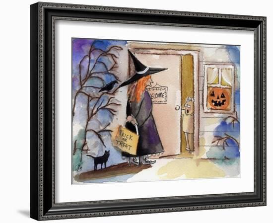 Trick or Treat Witch Jack O Lantern Halloween-sylvia pimental-Framed Art Print
