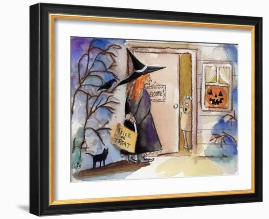 Trick or Treat Witch Jack O Lantern Halloween-sylvia pimental-Framed Art Print