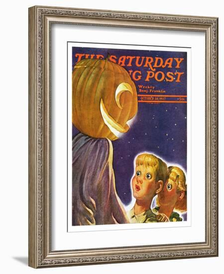 "Trick or Treaters," Saturday Evening Post Cover, October 30, 1937-Robert B. Velie-Framed Giclee Print