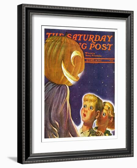 "Trick or Treaters," Saturday Evening Post Cover, October 30, 1937-Robert B. Velie-Framed Giclee Print