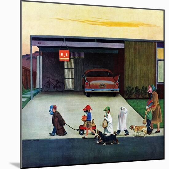 "Trick-Or-Treating in the Burbs", November 1, 1958-John Falter-Mounted Giclee Print