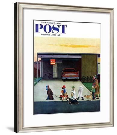 Trick Or Treating In The Burbs Saturday Evening Post Cover November 1 1958 Giclee Print John Falter Art Com