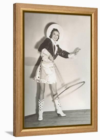Trick Roper Cowgirl-null-Framed Stretched Canvas