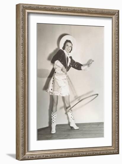 Trick Roper Cowgirl-null-Framed Art Print