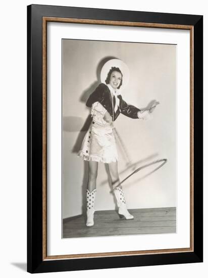 Trick Roper Cowgirl-null-Framed Art Print