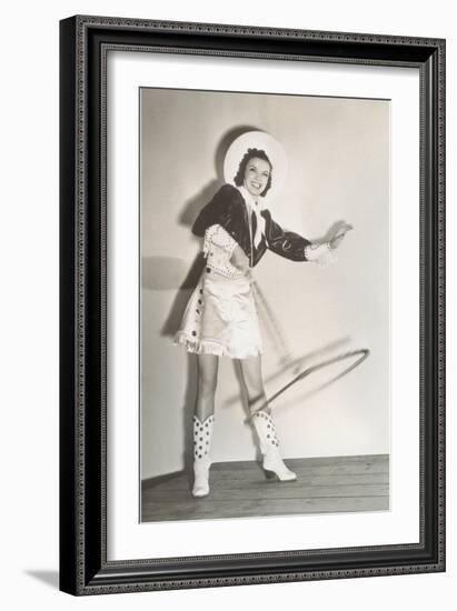 Trick Roper Cowgirl-null-Framed Art Print