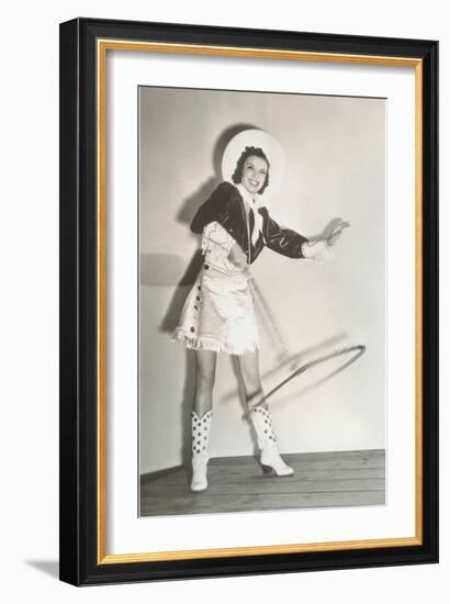 Trick Roper Cowgirl-null-Framed Art Print