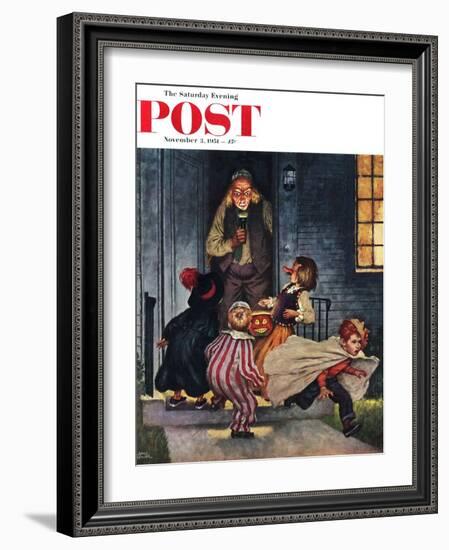 "Tricking Trick-Or-Treaters" Saturday Evening Post Cover, November 3, 1951-Amos Sewell-Framed Giclee Print