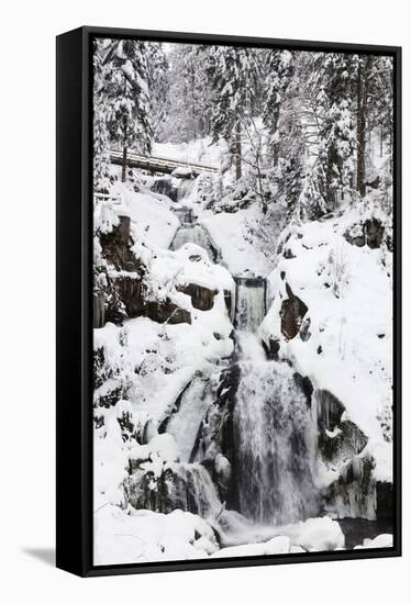 Trieberg waterfalls in winter, Black Forest, Baden-Wurttemberg, Germany-Markus Lange-Framed Stretched Canvas